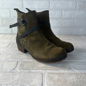 Keen Morrison Boots Womens 9 Green Leather Suede Ankle Straps Zip Moto Hiking‎